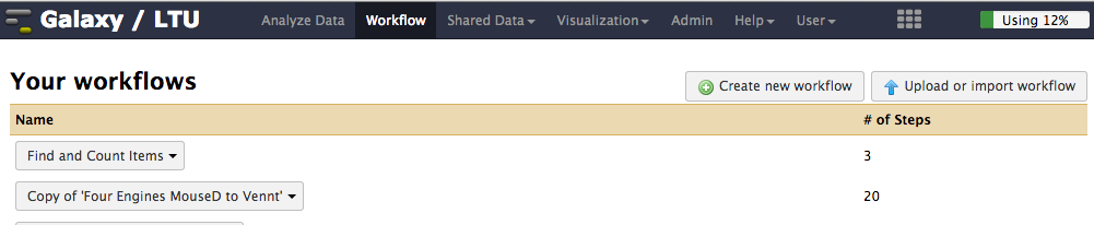 Image of workflow menu